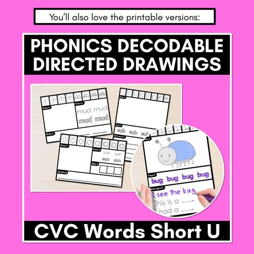 Resource preview 4 for DIGITAL PHONICS DECODABLE DIRECTED DRAWINGS - CVC Words Short U