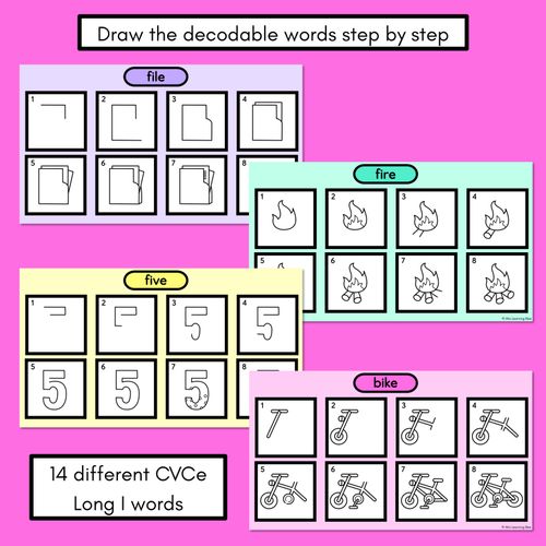 Resource preview 2 for DIGITAL PHONICS DECODABLE DIRECTED DRAWINGS - CVCe Words Long I