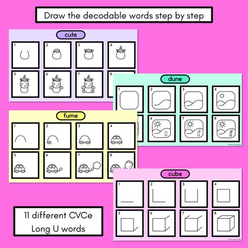 Resource preview 2 for DIGITAL PHONICS DECODABLE DIRECTED DRAWINGS - CVCe Words Long U