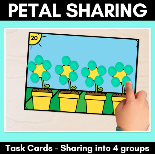 Resource preview 1 for Petal Sharing Task Cards & Worksheets - Sharing into 4 Groups (Division)