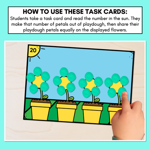 Resource preview 2 for Petal Sharing Task Cards & Worksheets - Sharing into 4 Groups (Division)