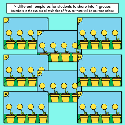 Resource preview 3 for Petal Sharing Task Cards & Worksheets - Sharing into 4 Groups (Division)