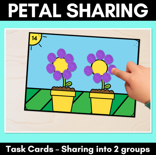 Resource preview 1 for Petal Sharing Task Cards & Worksheets - Sharing into 2 Groups (Division)