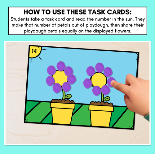 Resource preview 2 for Petal Sharing Task Cards & Worksheets - Sharing into 2 Groups (Division)