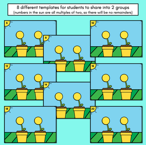 Resource preview 3 for Petal Sharing Task Cards & Worksheets - Sharing into 2 Groups (Division)