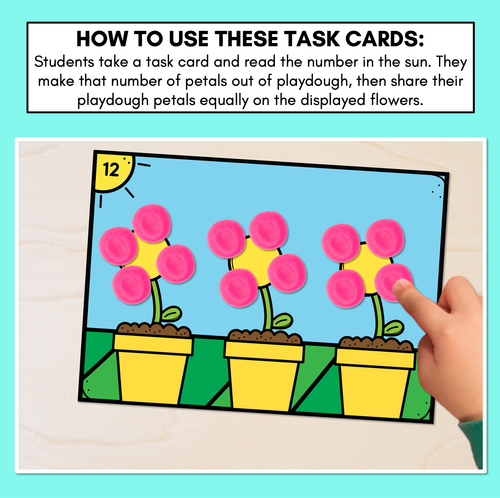 Resource preview 2 for Petal Sharing Task Cards & Worksheets - Sharing into 3 Groups (Division)