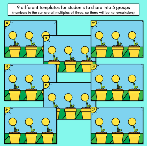 Resource preview 3 for Petal Sharing Task Cards & Worksheets - Sharing into 3 Groups (Division)