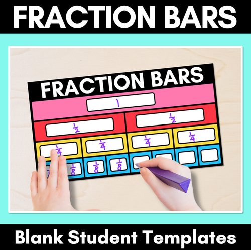 Resource preview 1 for Fraction Bars - Blank Student Templates - Wholes, Halves, Quarters, Eighths