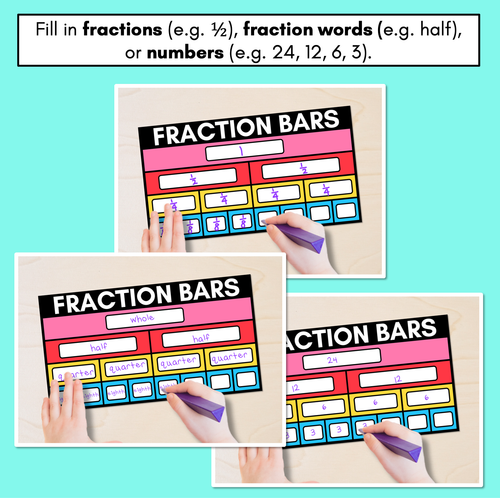 Resource preview 2 for Fraction Bars - Blank Student Templates - Wholes, Halves, Quarters, Eighths