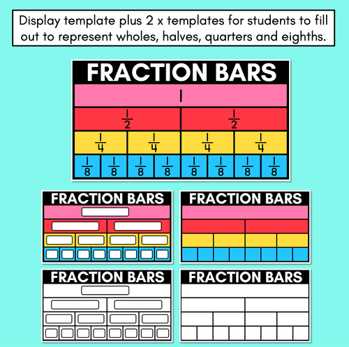 Resource preview 3 for Fraction Bars - Blank Student Templates - Wholes, Halves, Quarters, Eighths