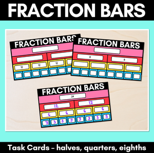 Fraction Bars Task Cards - halves, quarters, eighths