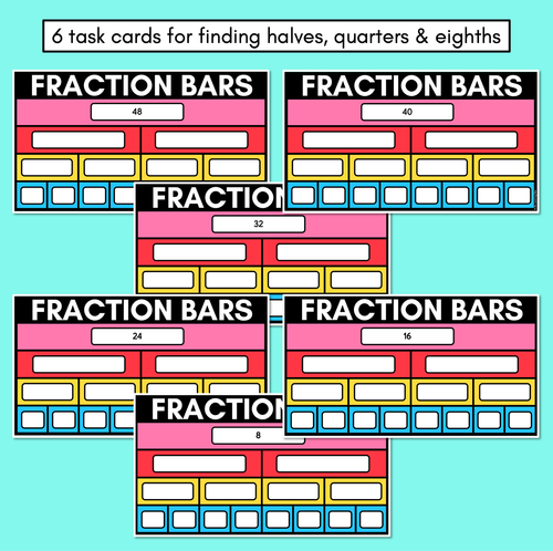 Resource preview 2 for Fraction Bars Task Cards - halves, quarters, eighths