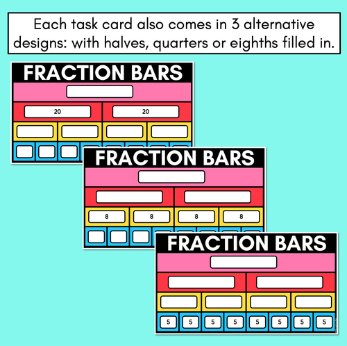 Resource preview 3 for Fraction Bars Task Cards - halves, quarters, eighths