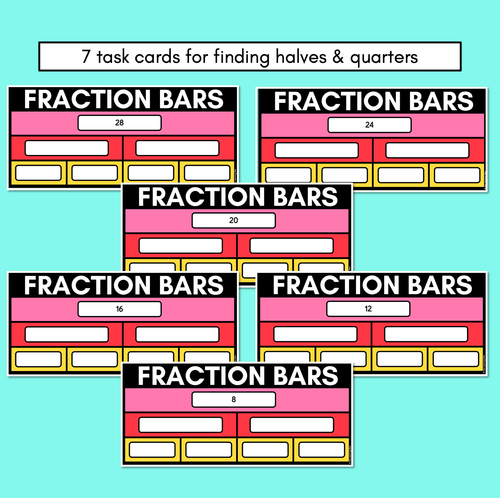 Resource preview 2 for Fraction Bars Task Cards - halves and quarters