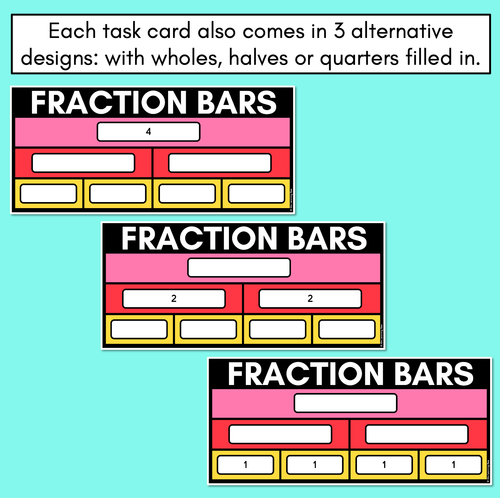 Resource preview 3 for Fraction Bars Task Cards - halves and quarters