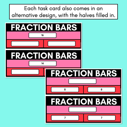 Resource preview 3 for Fraction Bars Task Cards - halves