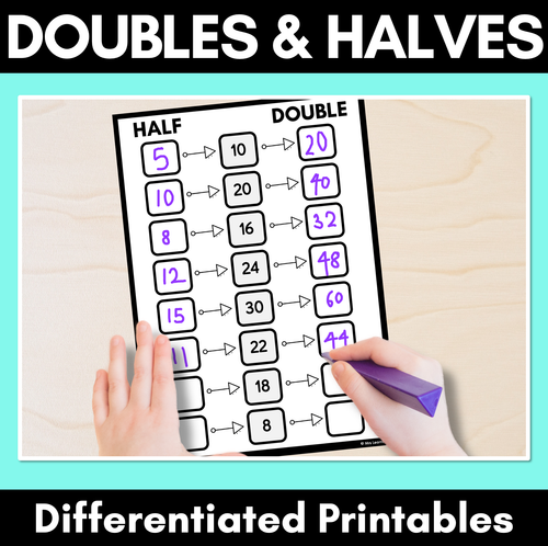 Resource preview 1 for Doubles and Halves - Differentiated Printables