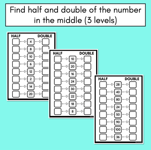 Resource preview 2 for Doubles and Halves - Differentiated Printables