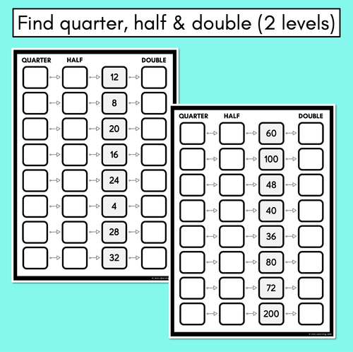 Resource preview 3 for Doubles and Halves - Differentiated Printables