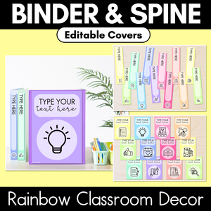 Editable Binder & Spine Labels - Rainbow Classroom Decor