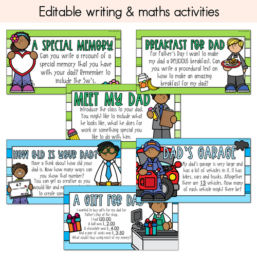 Resource preview 3 for Father's Day Prompts - Editable Slides - Writing, Maths & Design Activities for Father's Day