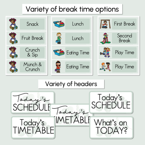 Resource preview 4 for EUCALYPTUS CLASSROOM DECOR Visual Timetable