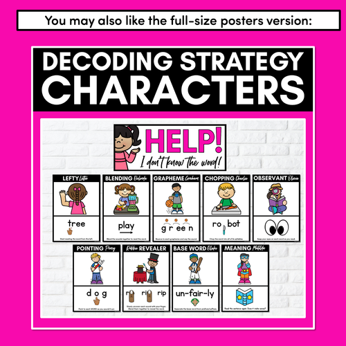 Resource preview 5 for Research-Based Reading Strategy Character One-Page Handouts - Decoding Strategies