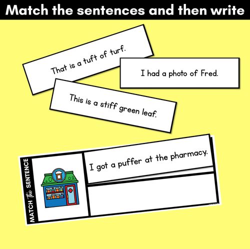 Resource preview 3 for F Phoneme Decodable Sentences - Read, Match & Write