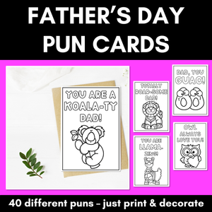 Father's Day Pun Cards - no prep Father's Day activities