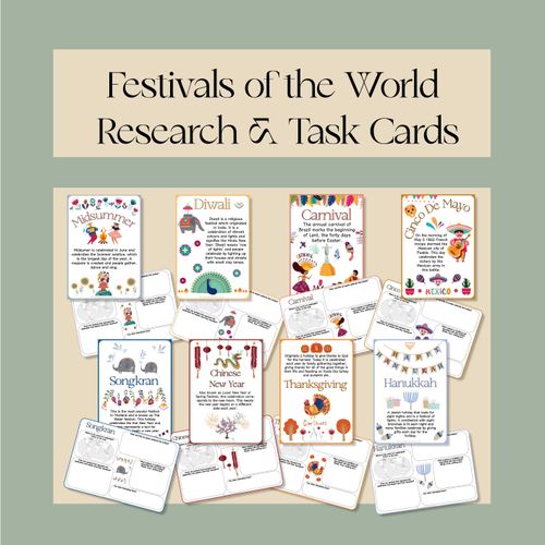 Resource preview 1 for Festivals of the World Research and Task Cards