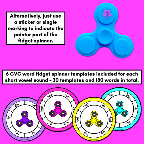 Resource preview 3 for CVC Word Games - Fidget Spinner Templates