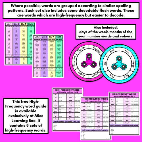 Resource preview 4 for High-Frequency Word Games - Fidget Spinner Templates