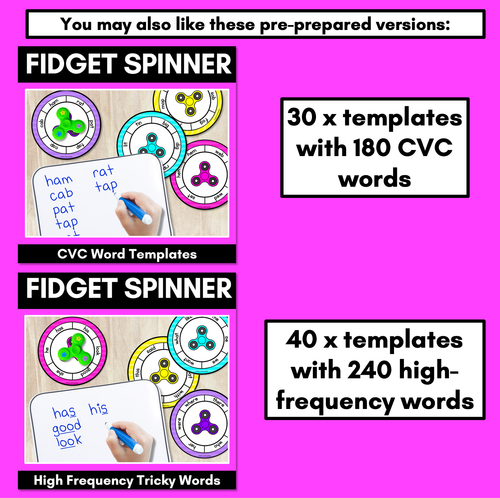 Resource preview 4 for Editable Fidget Spinner Templates - Editable Literacy Centers or Math Centers