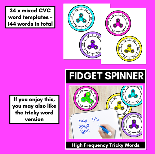 Resource preview 4 for CVC Word Games - Fidget Spinner Templates