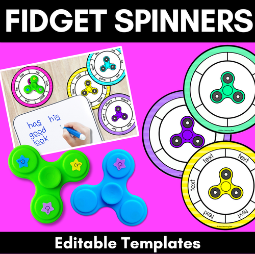 Resource preview 1 for Editable Fidget Spinner Templates - Editable Literacy Centers or Math Centers