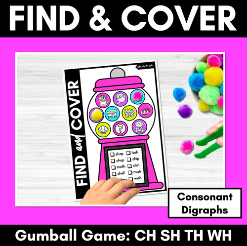 Resource preview 1 for CH SH TH WH Words - Find & Cover No Prep Phonics Game for Consonant Digraphs