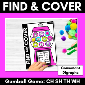 CH SH TH WH Words - Find & Cover No Prep Phonics Game for Consonant Digraphs