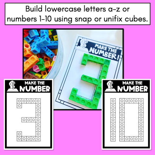 Resource preview 3 for FINE MOTOR KINDERGARTEN ACTIVITIES - Snap Cube Letters & Numbers