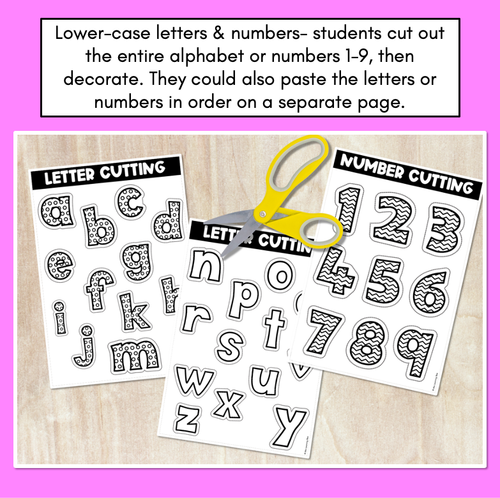 Resource preview 3 for KINDERGARTEN FINE MOTOR ACTIVITIES - Letter and Number Cutting