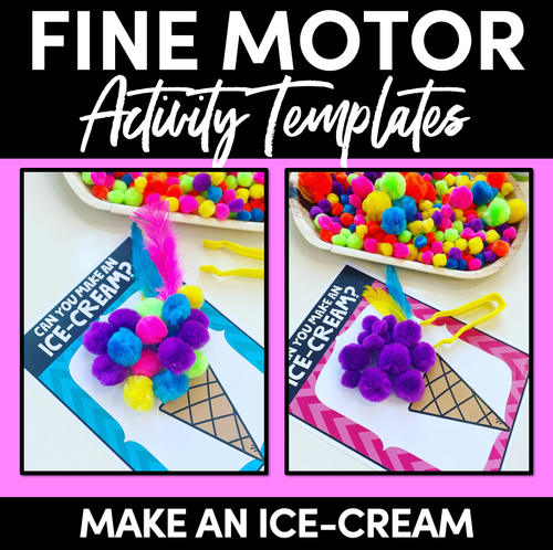 Resource preview 1 for FINE MOTOR KINDERGARTEN ACTIVITY - Make a Pom Pom Ice-Cream