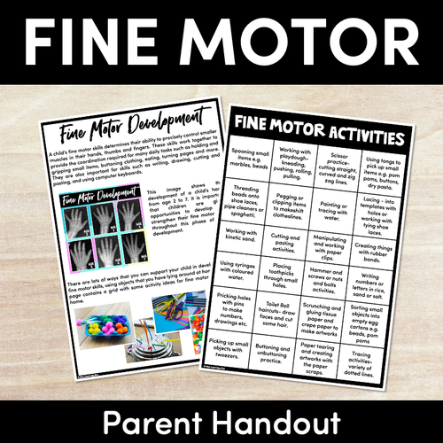 Resource preview 1 for Fine Motor Activities Grid & Parent Handout