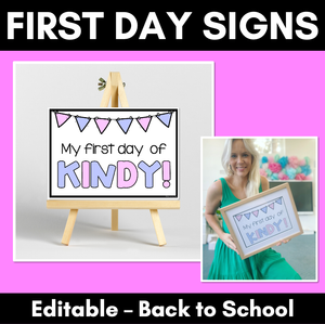 Pastel First Day of School Signs - Editable Back to School Templates