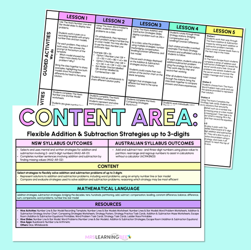Resource preview 1 for Flexible Addition & Subtraction Strategies up to 3-Digits - Grade 3 & 4 Program