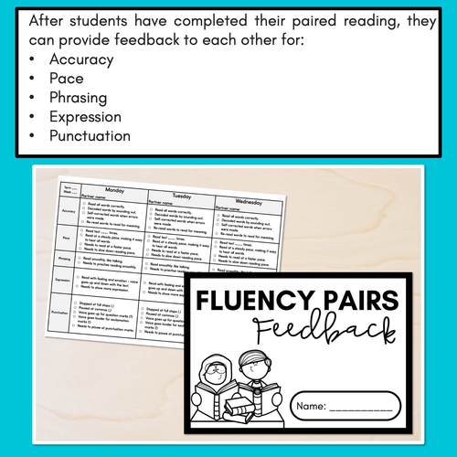 Resource preview 2 for Reading Fluency Pairs - Editable Peer Feedback Templates