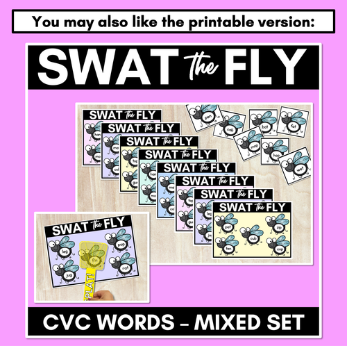 Resource preview 3 for FLY SWAT CVC WORD DIGITAL SLIDES - Set 2 - Mixed CVC Words - Digital Phonics