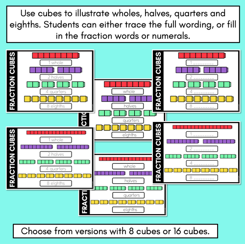 Resource preview 2 for Fraction Cubes - Wholes, Halves, Quarters, Eighths