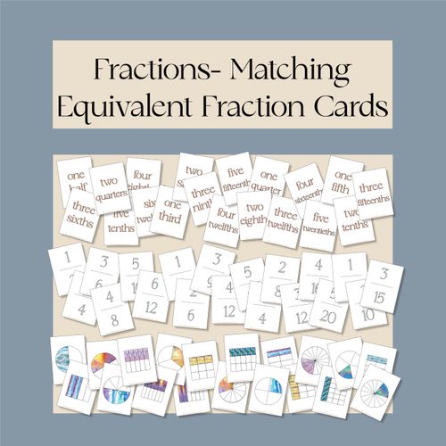 Resource preview 1 for Fractions- Matching Equivalent Fractions Cards