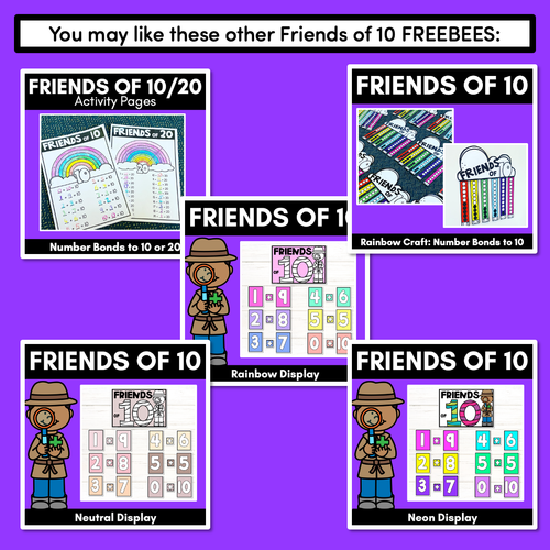 Resource preview 4 for Friends of Ten Neutral Display - Friends of 10 Posters - Number Bonds to 10