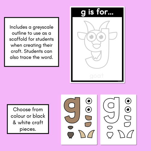 Resource preview 2 for Beginning Sound Crafts - LOWERCASE Letter G - G is for Goat