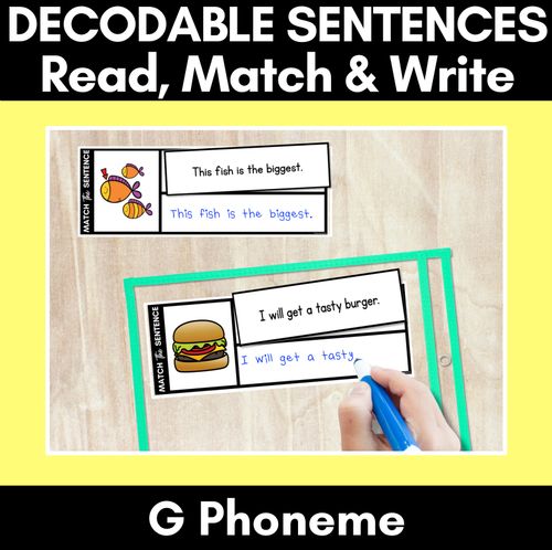 Resource preview 1 for G Phoneme Decodable Sentences - Read, Match & Write